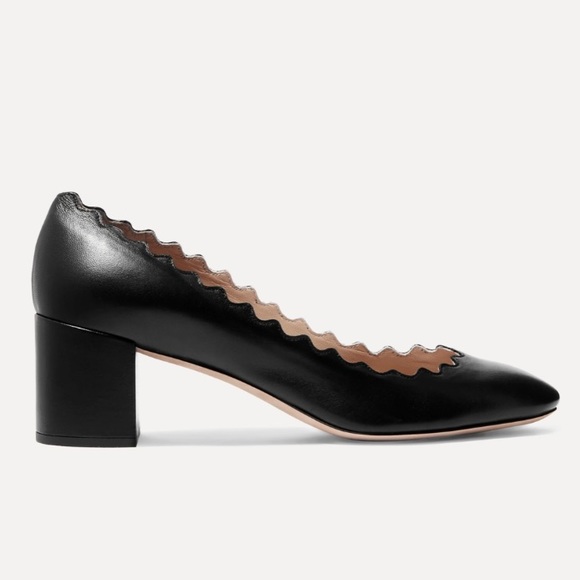 Chloe Shoes - Chloé Lauren Scalloped Leather Black Pump